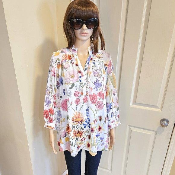 eShakti, Floral loose fitting long sleeve blouse - Picture 5 of 15